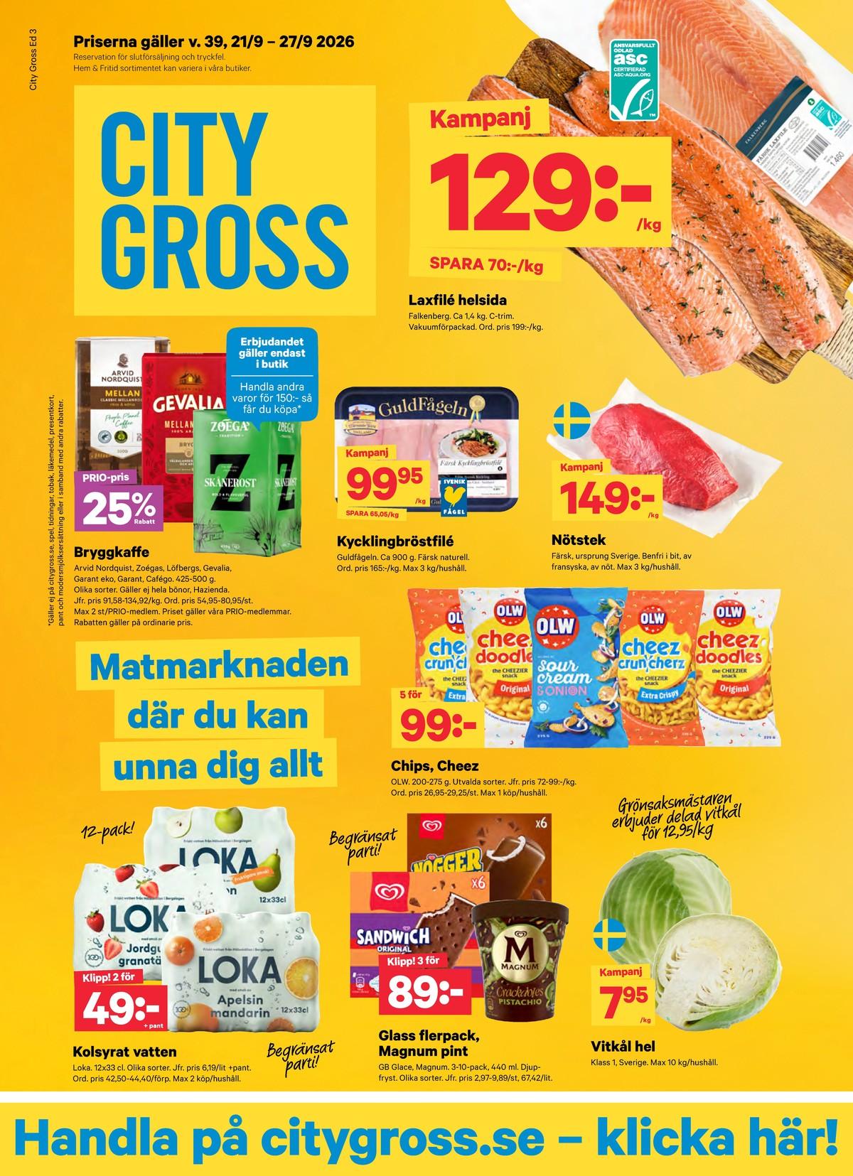 Butik City Gross erbjudanden gäller till 27.9.2026 sida 1 City Gross reklamblad sida 1