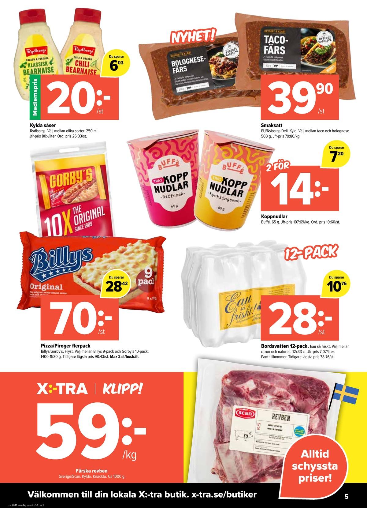 Coop X:-tra reklamblad nästa veckas sida 5