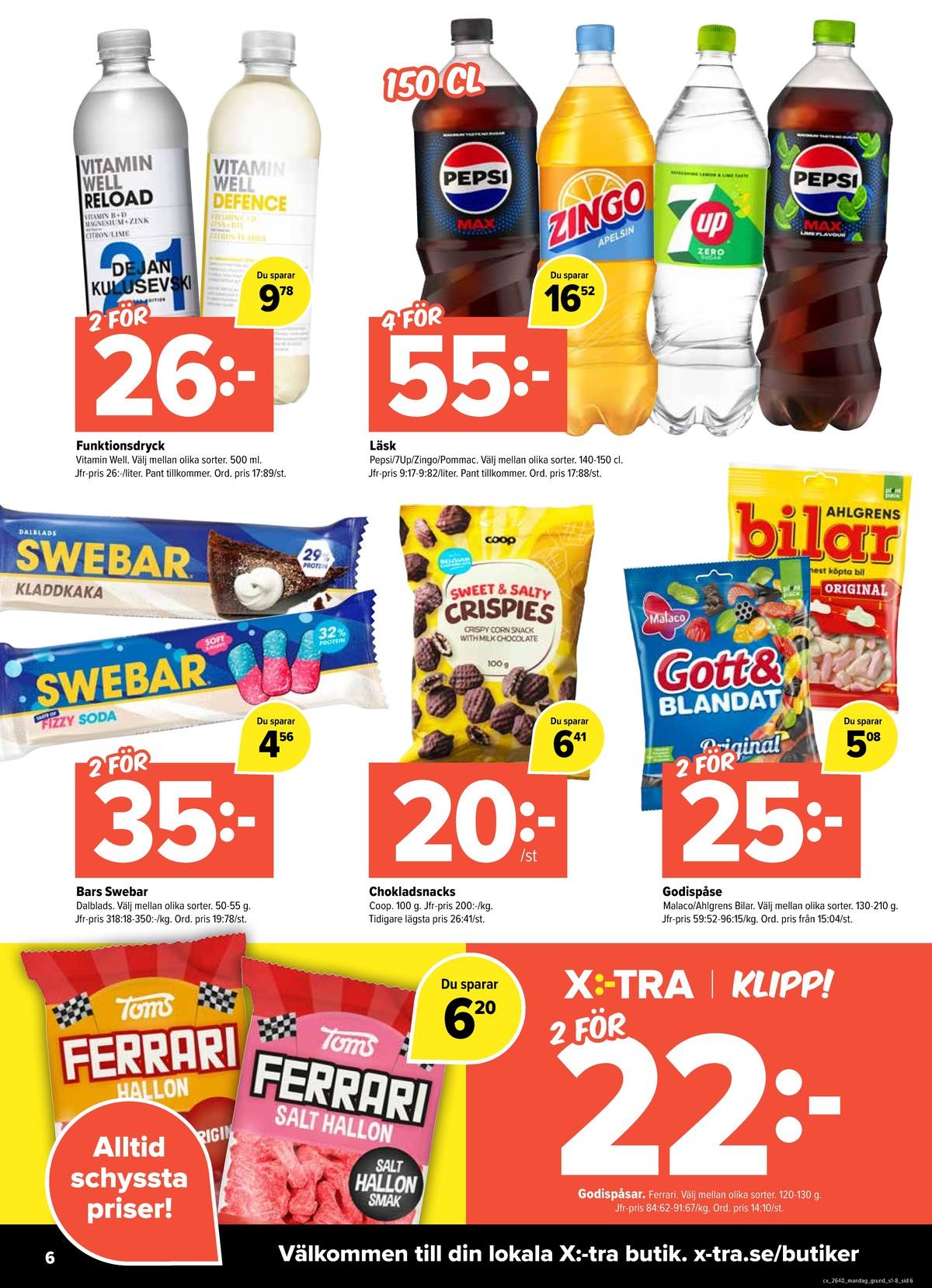 Coop X:-tra reklamblad nästa veckas sida 6