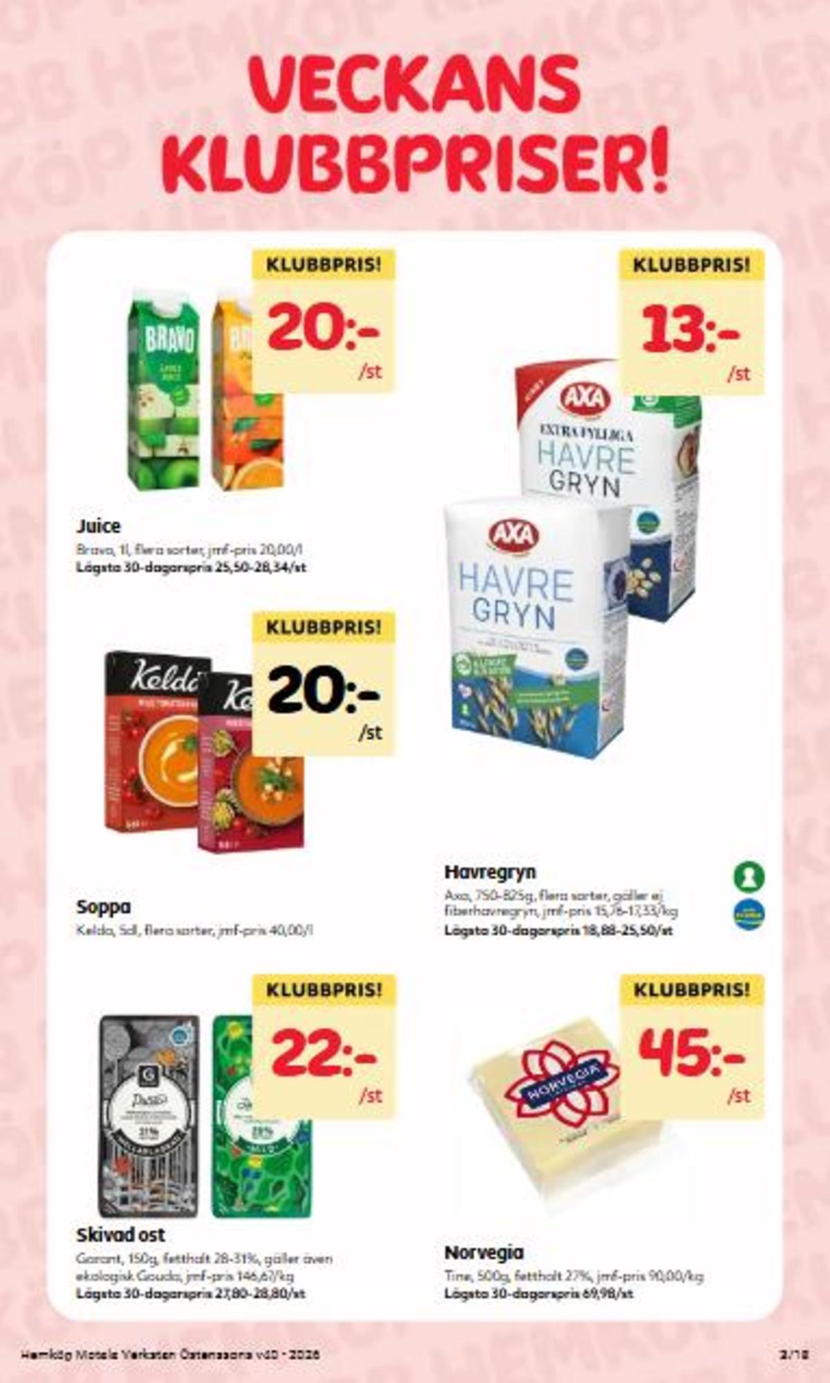 Butik Hemköp veckans erbjudande gäller till 4.10.2026 sida 3 Hemköp denna veckas reklamblad sida 3