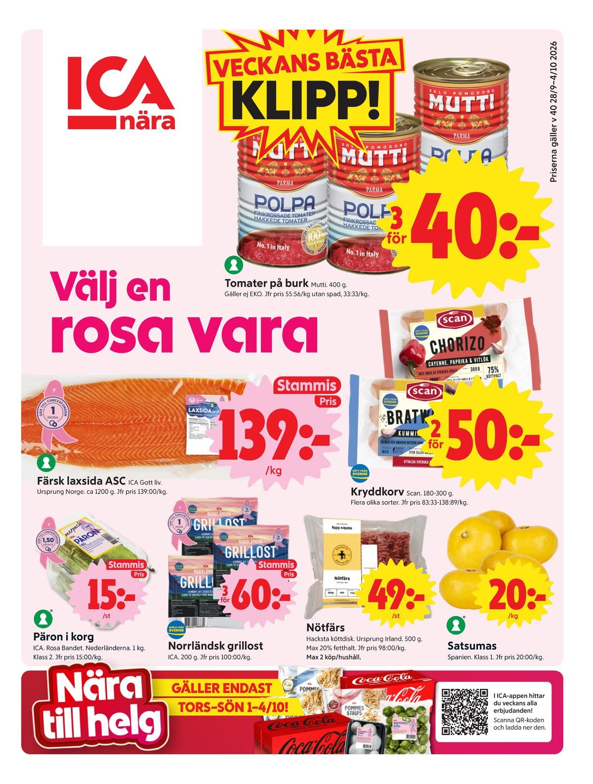 ICA Nära erbjudande nästa vecka gäller till 4.10.2026 sida 1 ICA Nära reklamblad nästa vecka sida 1