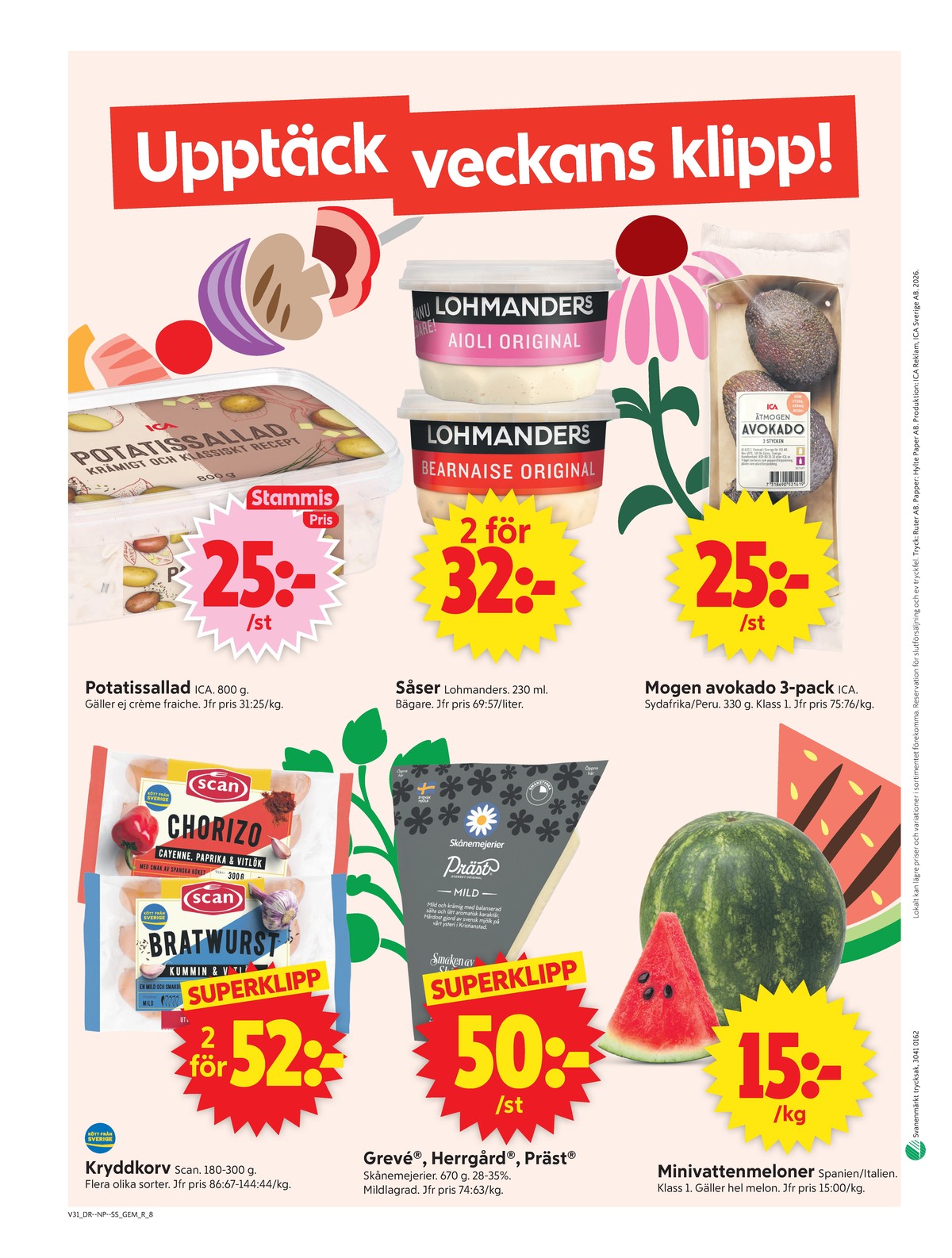 ICA Supermarket reklamblad gäller till 2.8.2026 sida 8 ICA Supermarket reklamblad sida 8