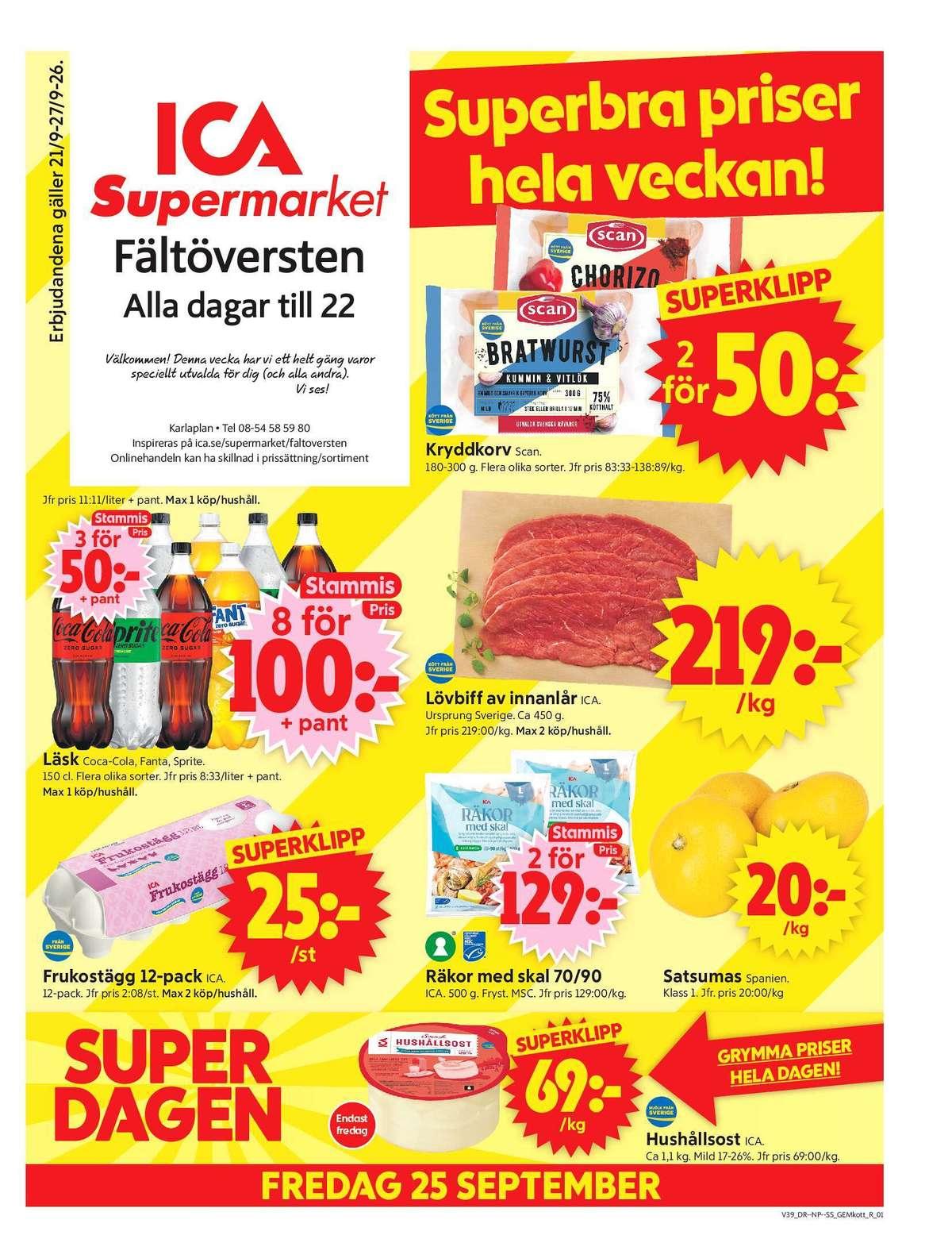 ICA Supermarket reklamblad nästa vecka sida 1