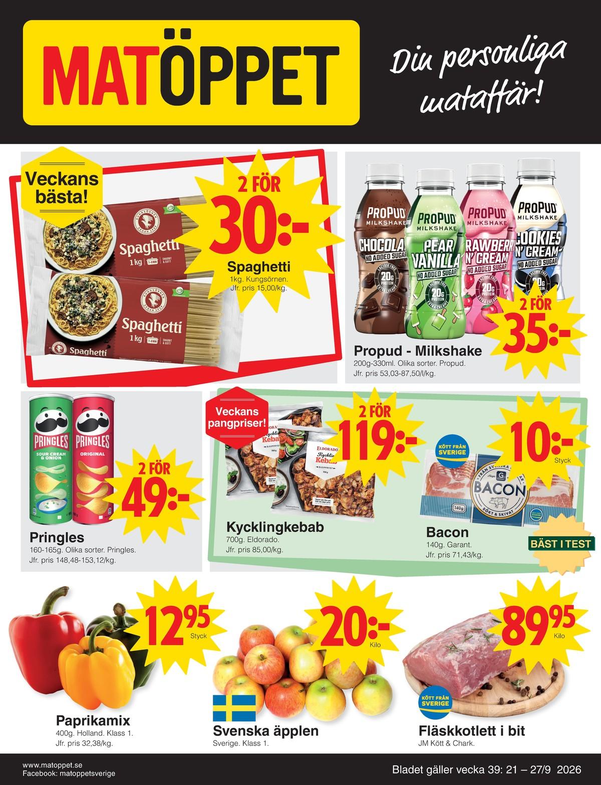 Matöppet veckans reklamblad sida 1