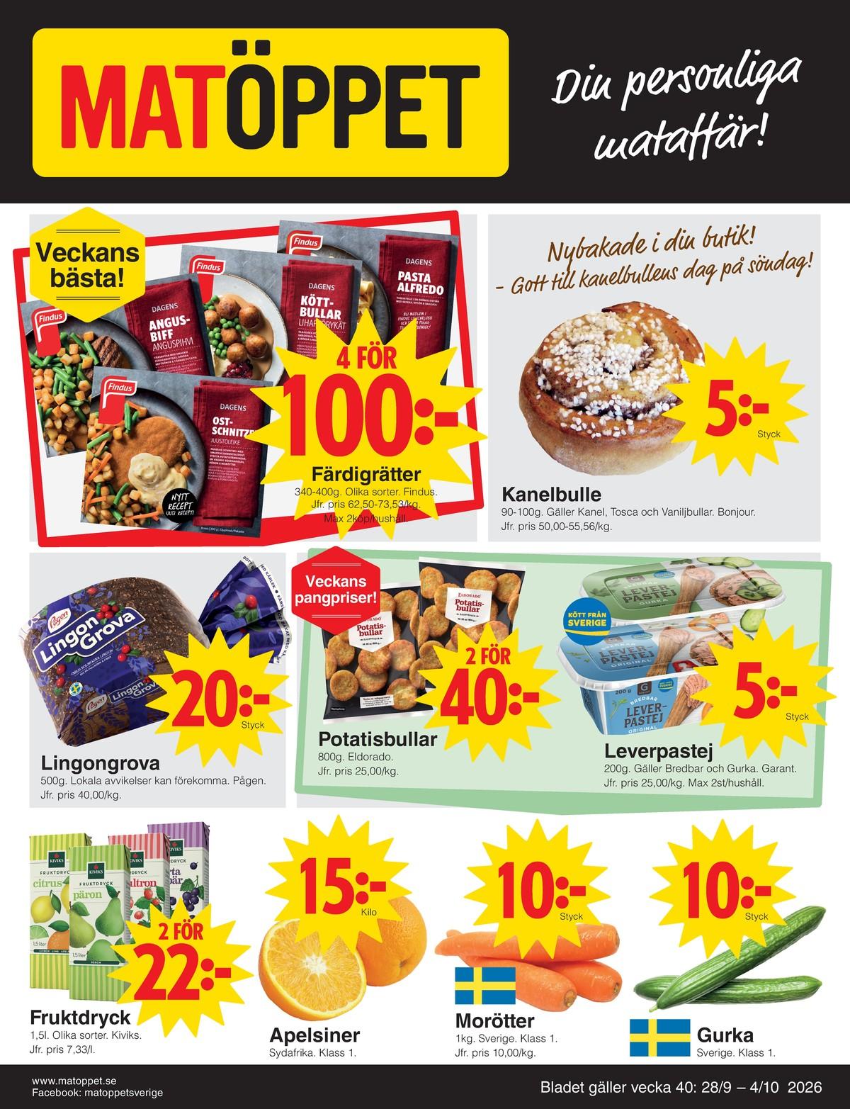 Matöppet reklamblad