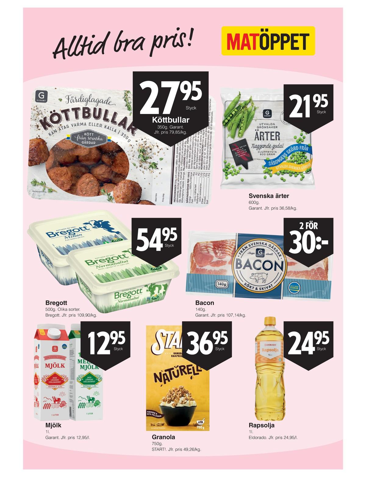 Butik Matöppet veckans erbjudande gäller till 4.10.2026 sida 3 Matöppet reklamblad sida 3