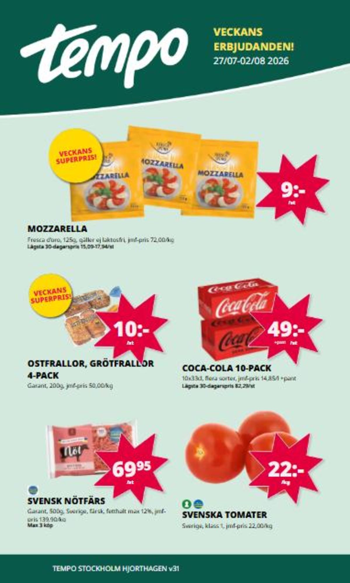 Butik Tempo reklamblad gäller till 2.8.2026 sida 1 Tempo reklamblad sida 1