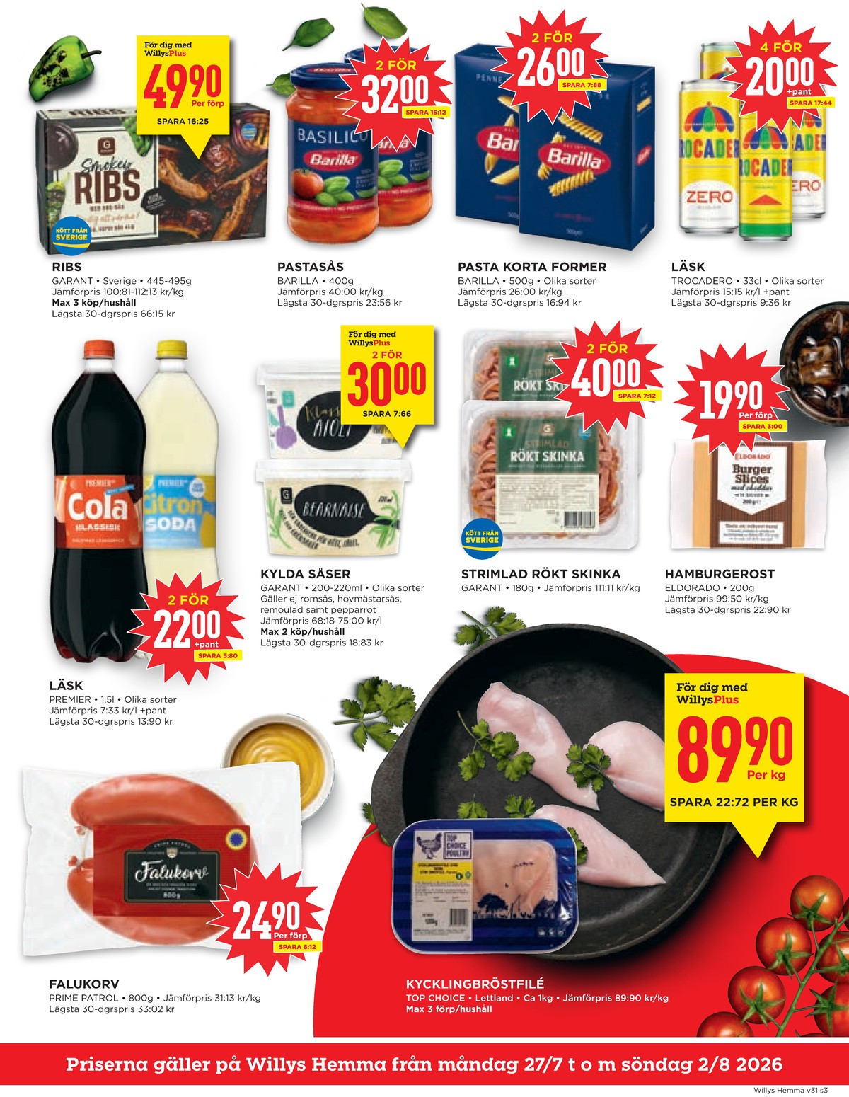 Butik Willys Hemma erbjudande gäller från 2.8.2026 sida 3 Willys Hemma reklamblad sida 3