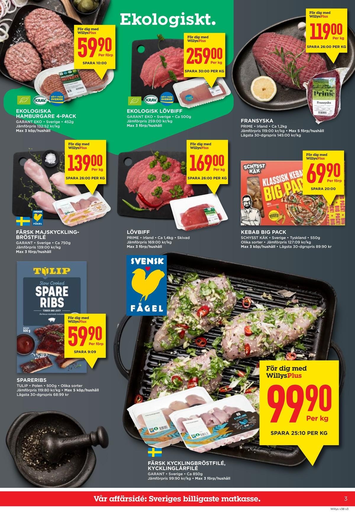 Butik Willys veckans erbjudande gäller till 27.9.2026 sida 3 Willys reklamblad från butik Willys sida 3