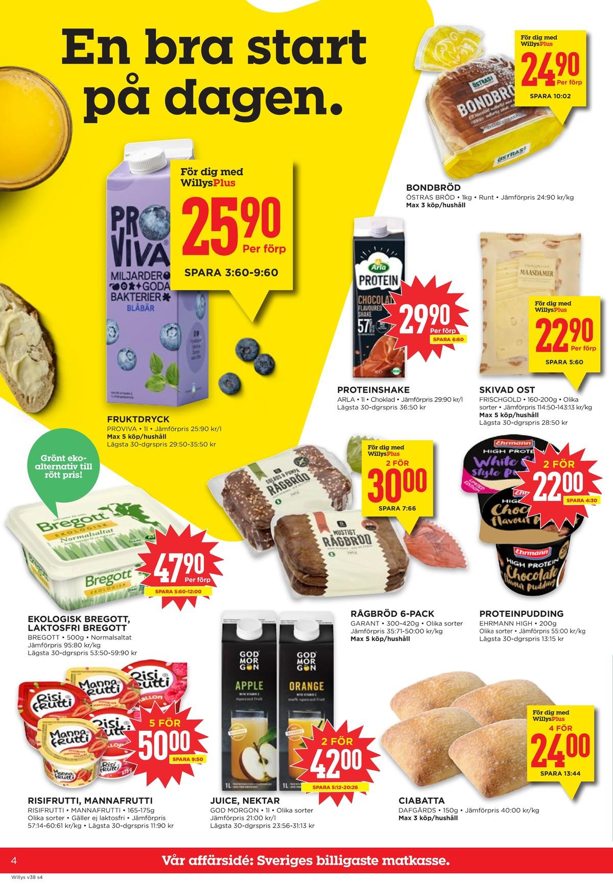 Butik Willys veckans erbjudande gäller till 27.9.2026 sida 4 Willys reklamblad från butik Willys sida 4