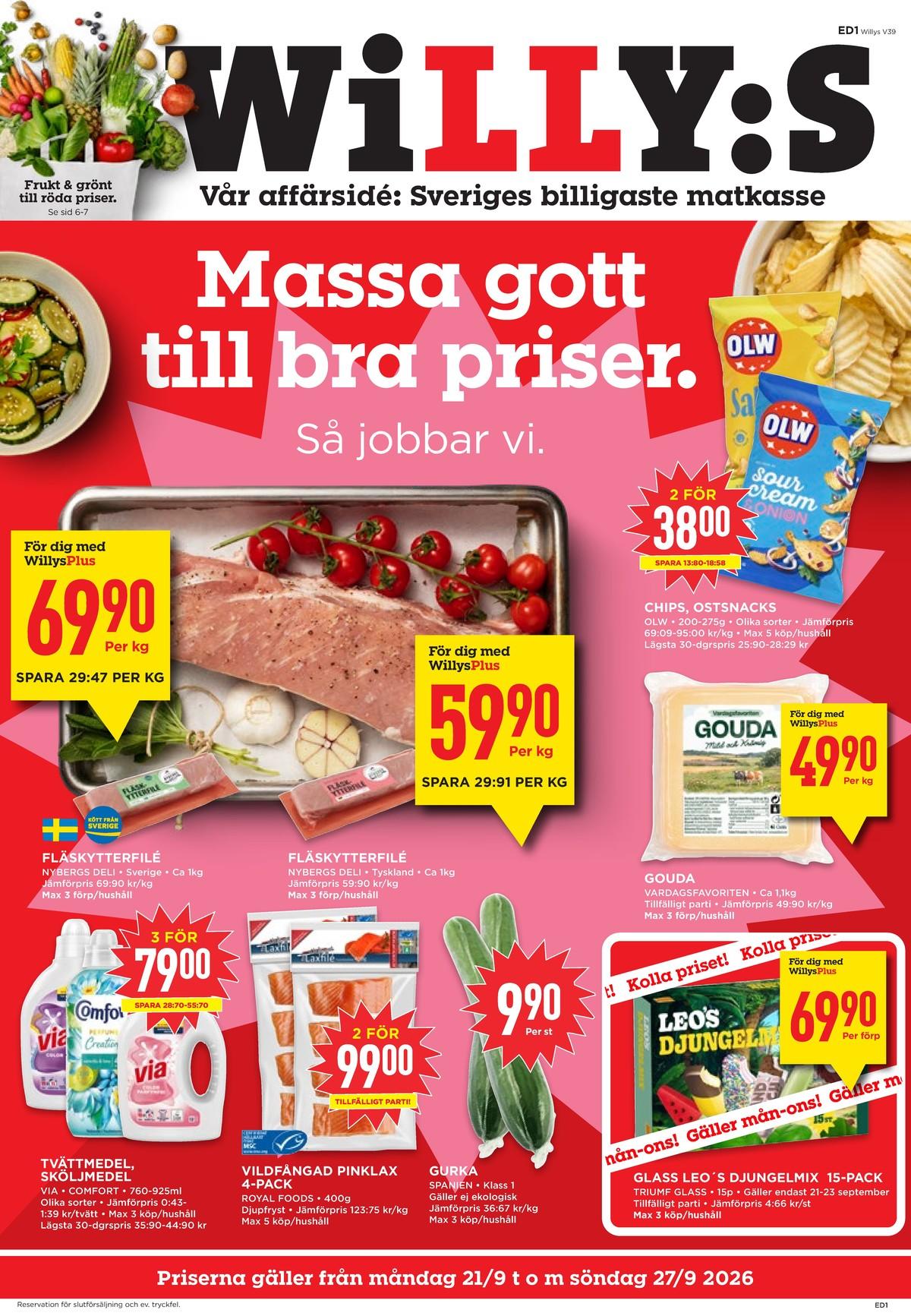 Nästa veckas erbjudande Willys gäller till 27.9.2026 sida 1 Willys reklamblad nästa vecka sida 1