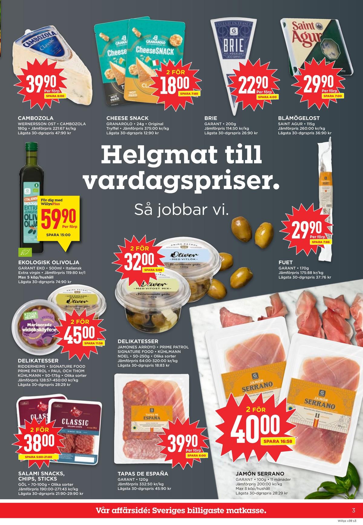 Nästa veckas erbjudande Willys gäller till 27.9.2026 sida 3 Willys reklamblad nästa vecka sida 3